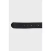 Leather belt with silver logo buckle