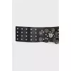 Wide leather belt decorated with pendants