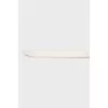 White leather belt with gold logo