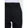 Black straight-cut wool trousers