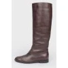 Burgundy leather low top boots
