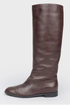 Burgundy leather low top boots