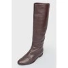 Burgundy leather low top boots
