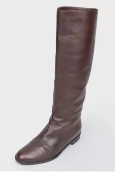 Burgundy leather low top boots