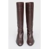 Burgundy leather low top boots