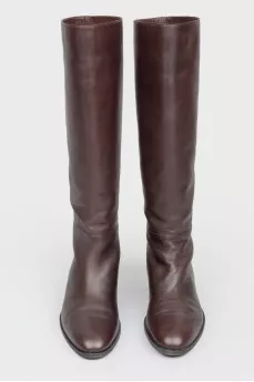 Burgundy leather low top boots