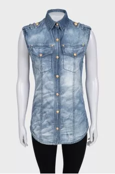 Slim-fit denim vest