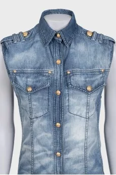 Slim-fit denim vest