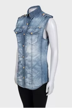 Slim-fit denim vest