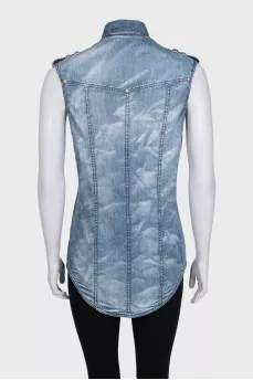 Slim-fit denim vest