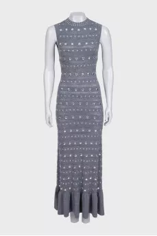 Gray maxi dress with silver embellishments