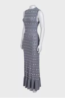 Gray maxi dress with silver embellishments