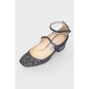 Purple rhinestone metallic heels