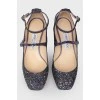 Purple rhinestone metallic heels