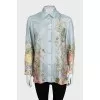 Floral print silk button down shirt