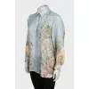 Floral print silk button down shirt