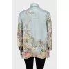 Floral print silk button down shirt