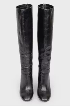 Black Leather Heeled Boots
