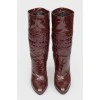 Burgundy patent leather heeled boots