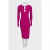 Fitted dress with gold embellishment and tag