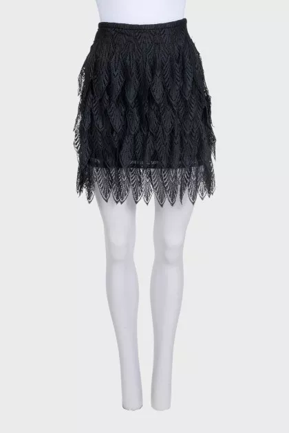 Black skirt with lace frills