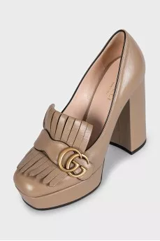 Бежевые кожаные туфли Marmont 