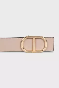 Beige leather belt