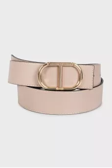 Beige leather belt