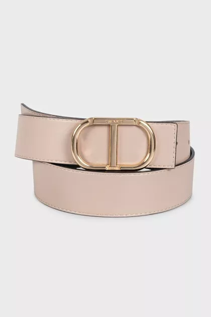 Beige leather belt