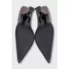 Brown leather shoes with a figured heel