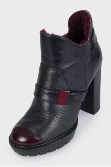 Black leather insulated ankle boots
