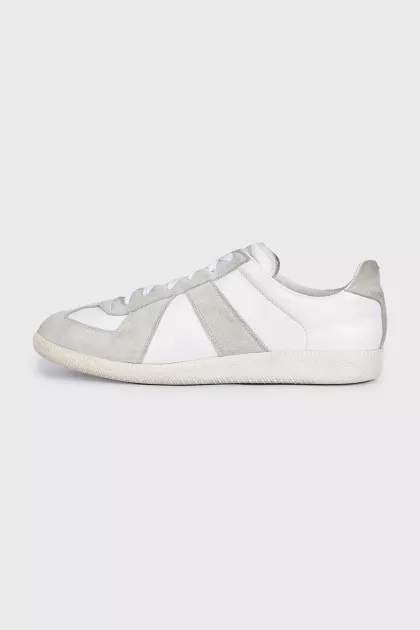 Men's leather and suede lace-up sneakers