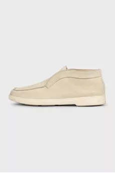High loafers in beige suede