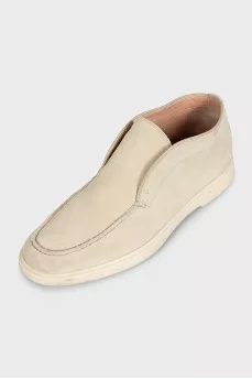 High loafers in beige suede