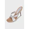 Silver mules with heels