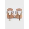 Silver mules with heels