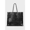 Dark brown leather tote