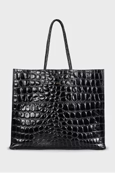 Dark brown leather tote