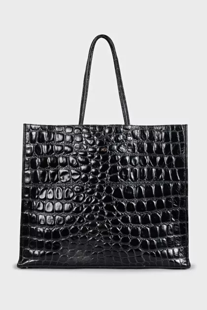 Dark brown leather tote