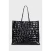 Dark brown leather tote