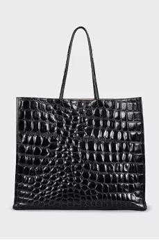 Dark brown leather tote