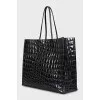 Dark brown leather tote