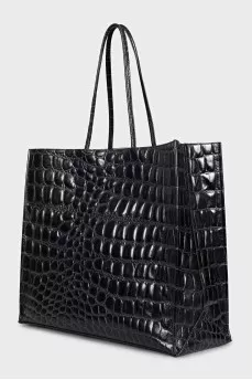 Dark brown leather tote
