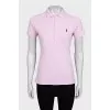 Pink polo shirt with branded embroidery