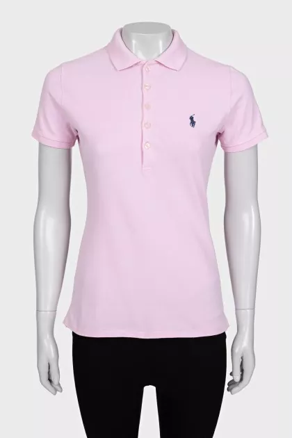 Pink polo shirt with branded embroidery