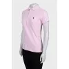 Pink polo shirt with branded embroidery