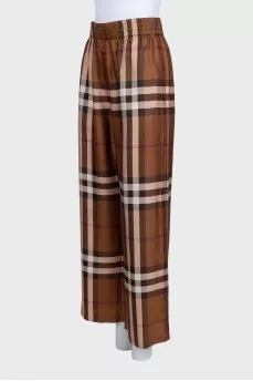 Brown silk pants with signature print