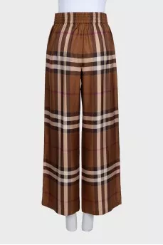 Brown silk pants with signature print