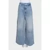 High-waisted blue wide-leg jeans