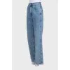 Blue jeans decorated with rhinestones